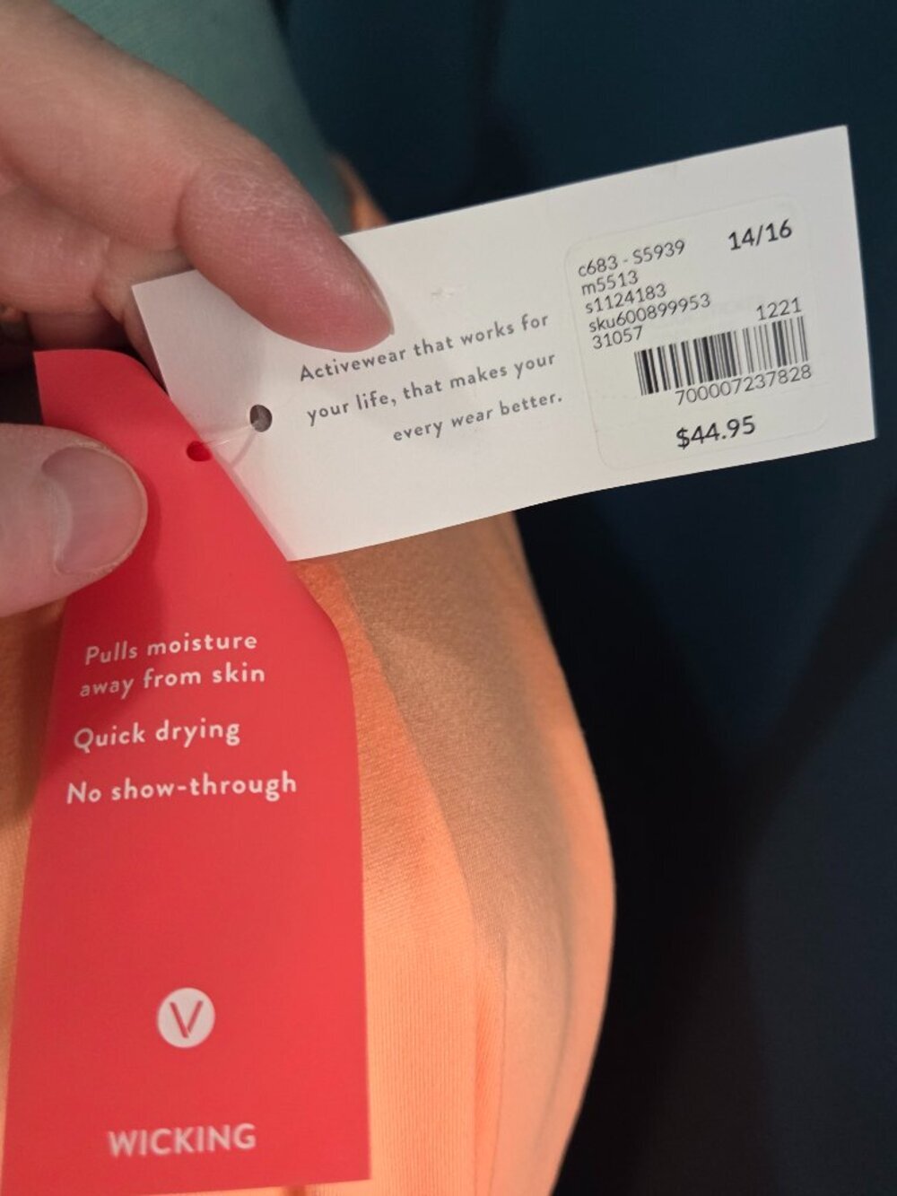 NWT LIVI Active Long Sleeve Training Top | Sherbert Orange with Thumbholes 14/16 - Picture 4 of 7